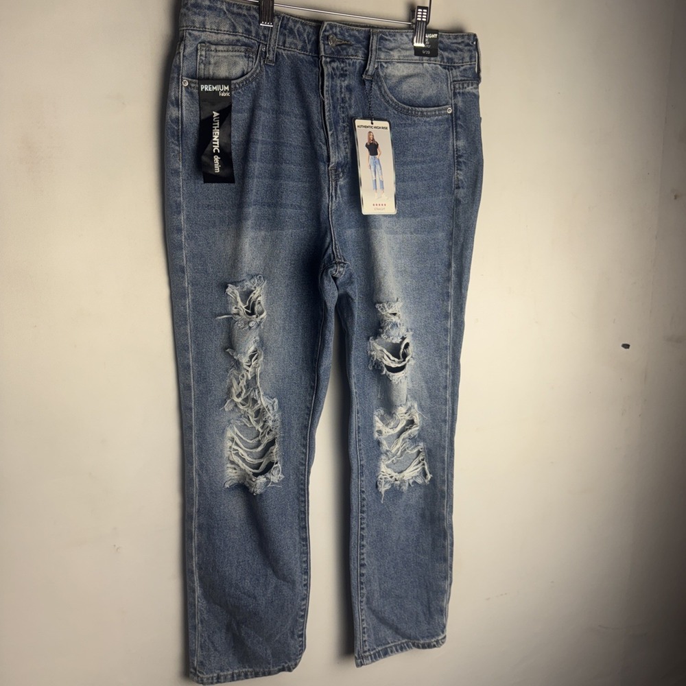 Simple Society Mom Jeans High Rise Authentic denim roll cuff , button Fly S 9/29